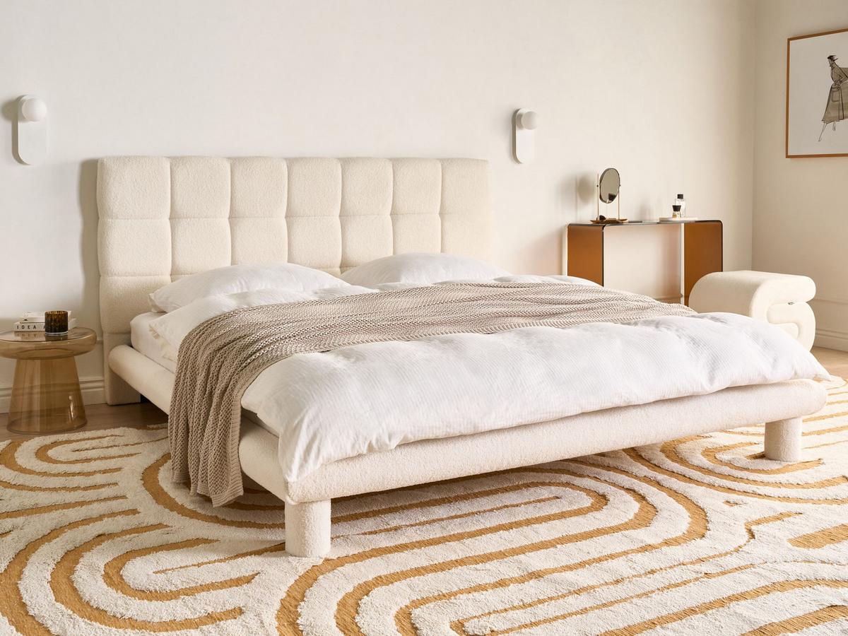 BETT mit Lattenrost 180/200 cm Cremeweiß Cressat - Weiß, Textil (180/200cm) - Beliani