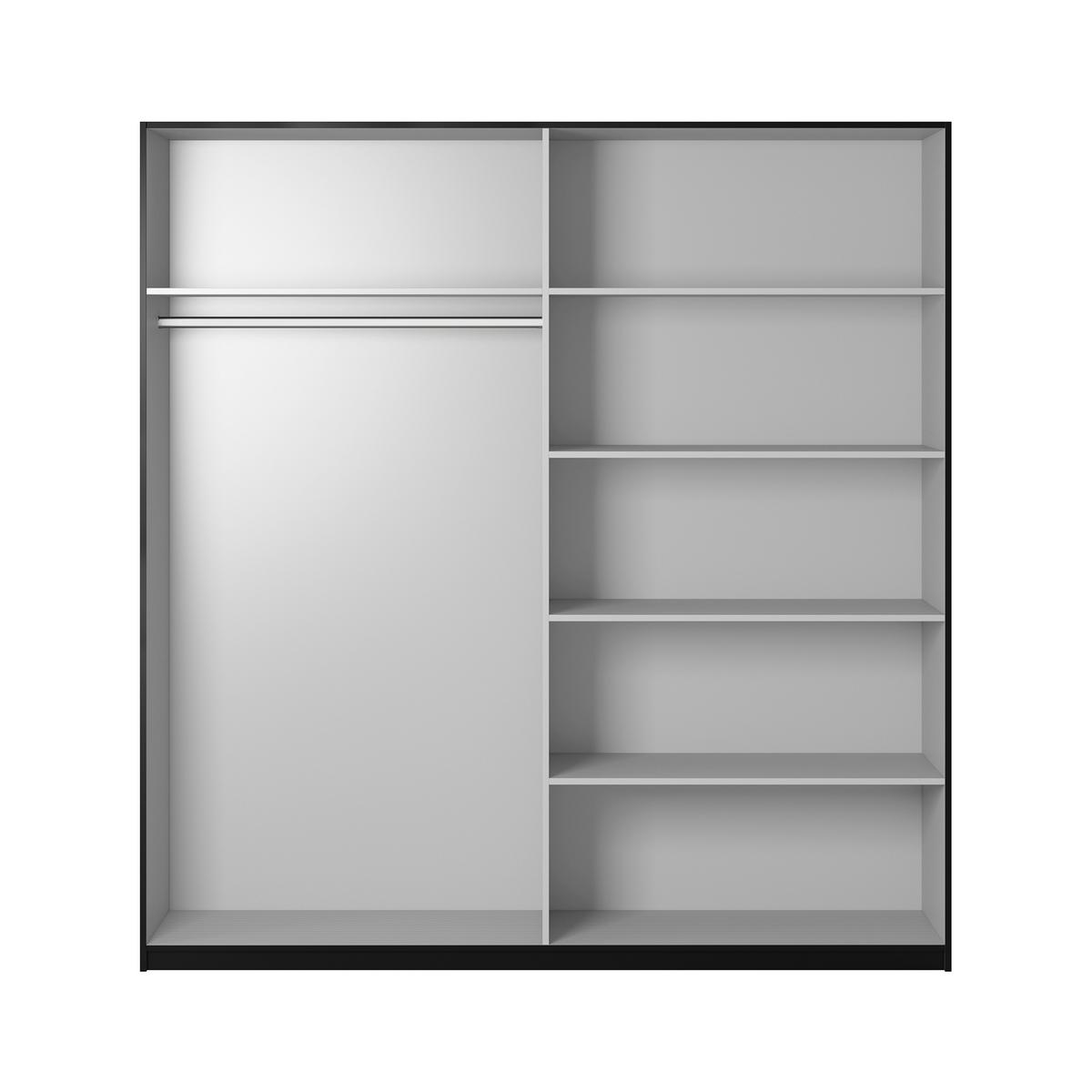 SCHWEBETÜRENSCHRANK BETTINA 200/210/61 cm 2-türig mit Spiegel Schwarz - Schwarz, Holzwerkstoff (200/210/61cm) - MASSENO