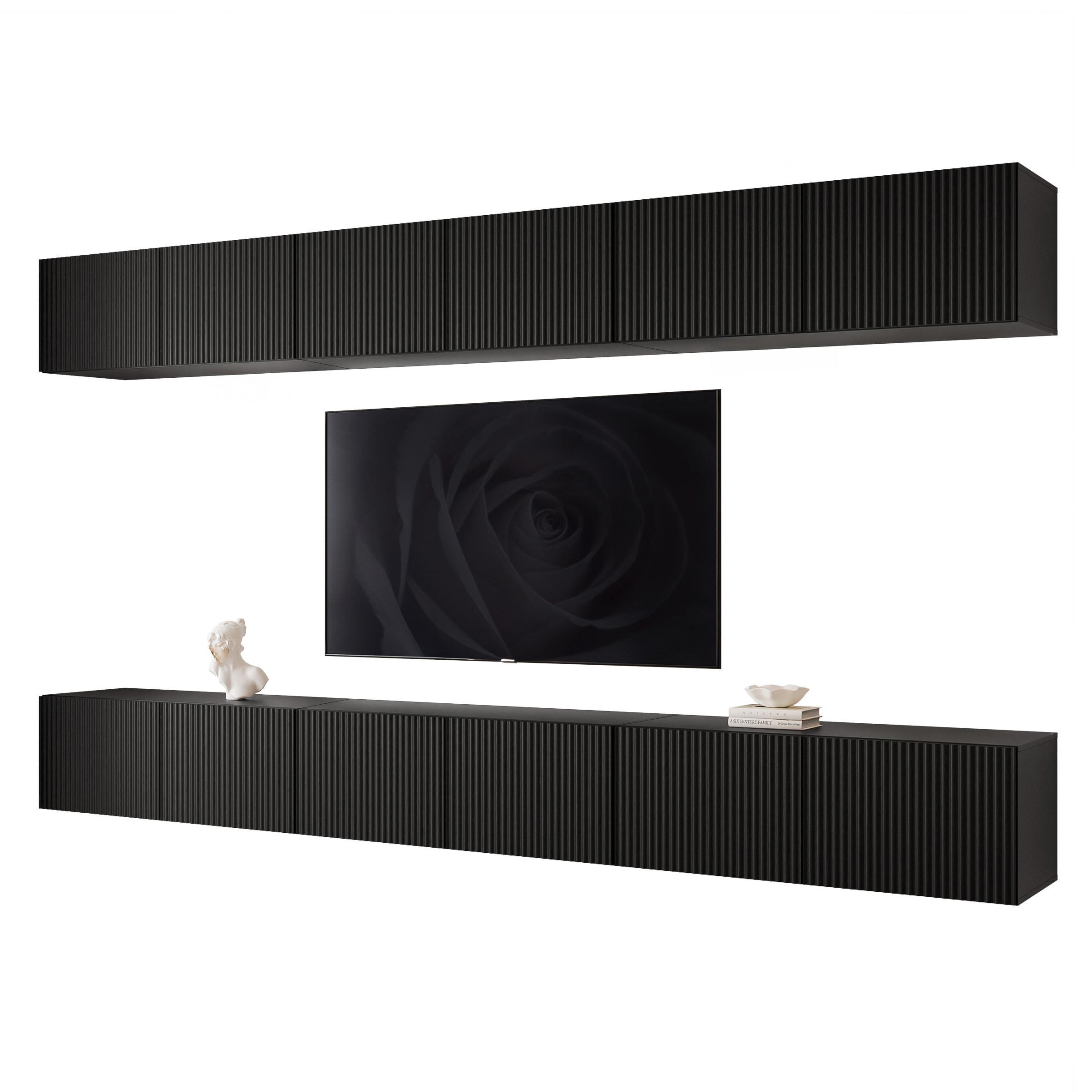 TV-LOWBOARD ANGEL VI mit LED-Beleuchtung, 300 cm Schwarz - Schwarz, Holzwerkstoff (300/36/40cm) - Idohome