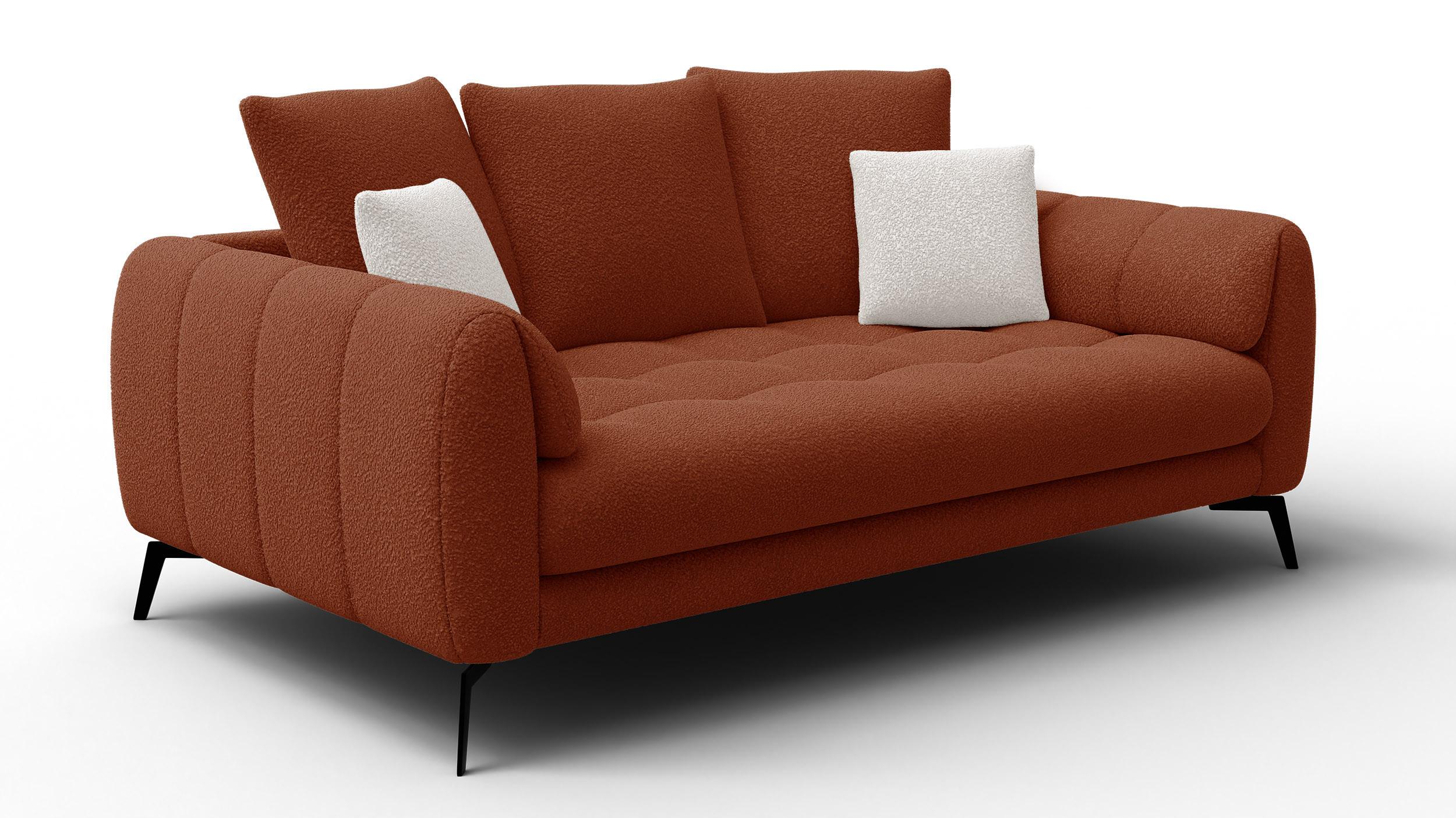 SOFA CALME 2,5-Sitzer, dunkelorange - Dunkelorange/Schwarz, Holz/Textil (199/92/108cm) - Wozimo