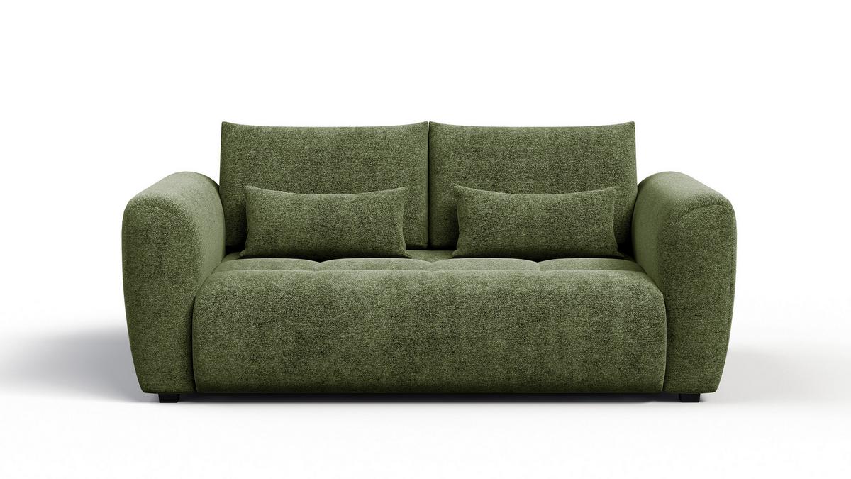 SOFA SORENO 3-Sitzer, dunkelgrün - Dunkelgrün/Schwarz, Holz/Textil (214/94/114cm) - Wozimo