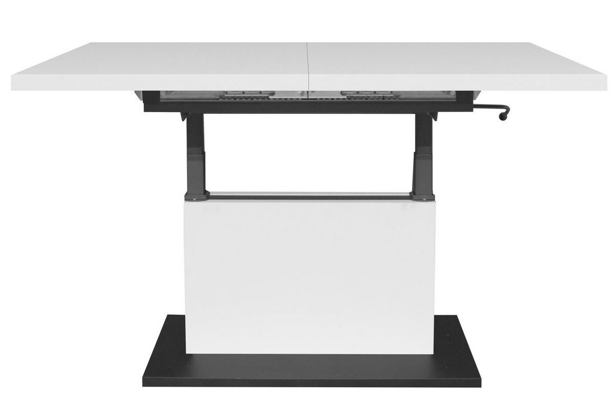 COUCHTISCH Höhenverstellbar Else 3 120x56x70 Holzwerkstoff Ice White - Schwarz/Weiß, Holzwerkstoff (120/70/56cm) - 58aufmkessel