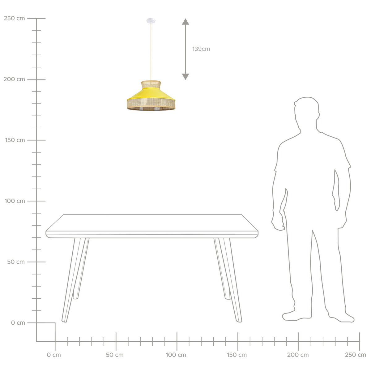 HÄNGELAMPE Batali 45/45/167 cm - Gelb, Naturmaterialien (45/45/167cm) - Beliani