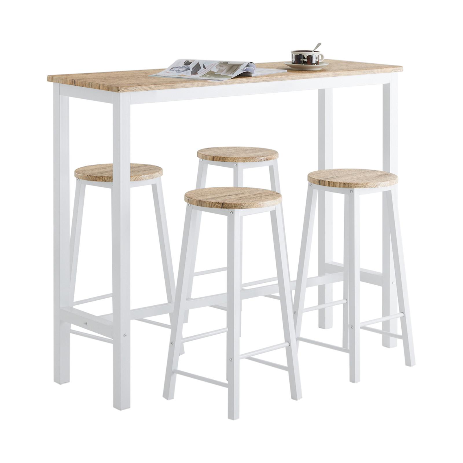 BARTISCH + 4 x BARHOCKER - Weiß, Holzwerkstoff (120/100/40cm) - SoBuy