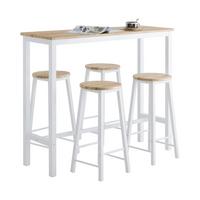 BARTISCH + 4 x BARHOCKER - Weiß, Holzwerkstoff (120/100/40cm) - SoBuy
