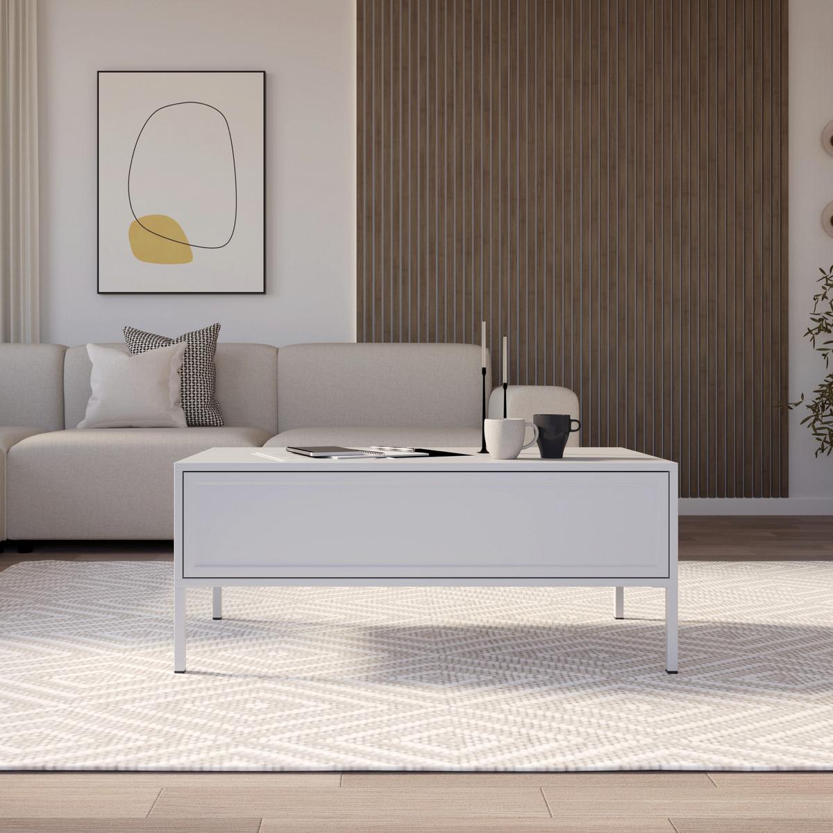 COUCHTISCH Vilavio weiß 100/50 cm - Weiß, Holzwerkstoff/Metall (50/100/40cm) - Selsey
