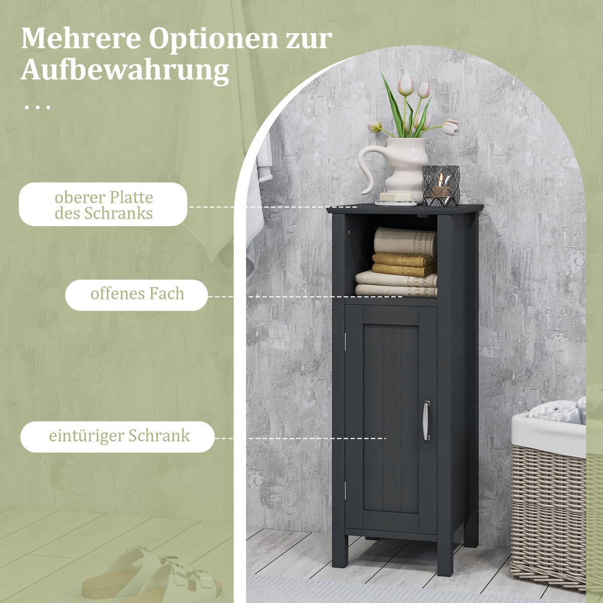 AUFBEWAHRUNGSSCHRANK Schwarz - Schwarz, Holzwerkstoff (30/80/30cm) - COSTWAY