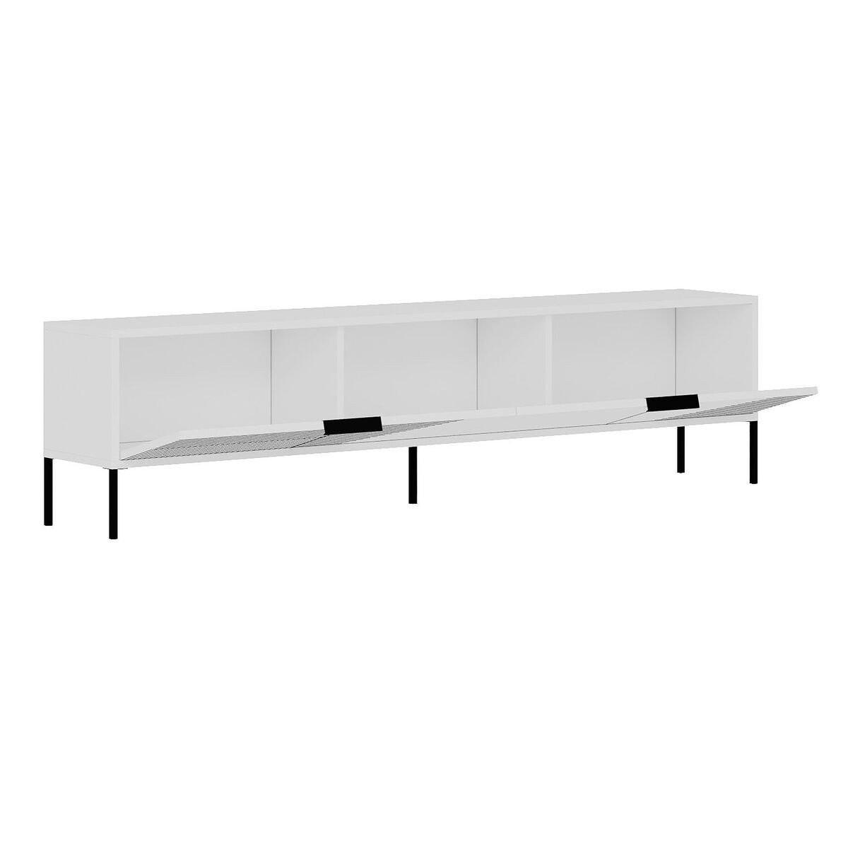 TV-MÖBEL auf Füßen mit 2 klappbaren, gerippten Türen 30/180/45 cm - Weiß, Holzwerkstoff (30/45/180cm) - Calicosy