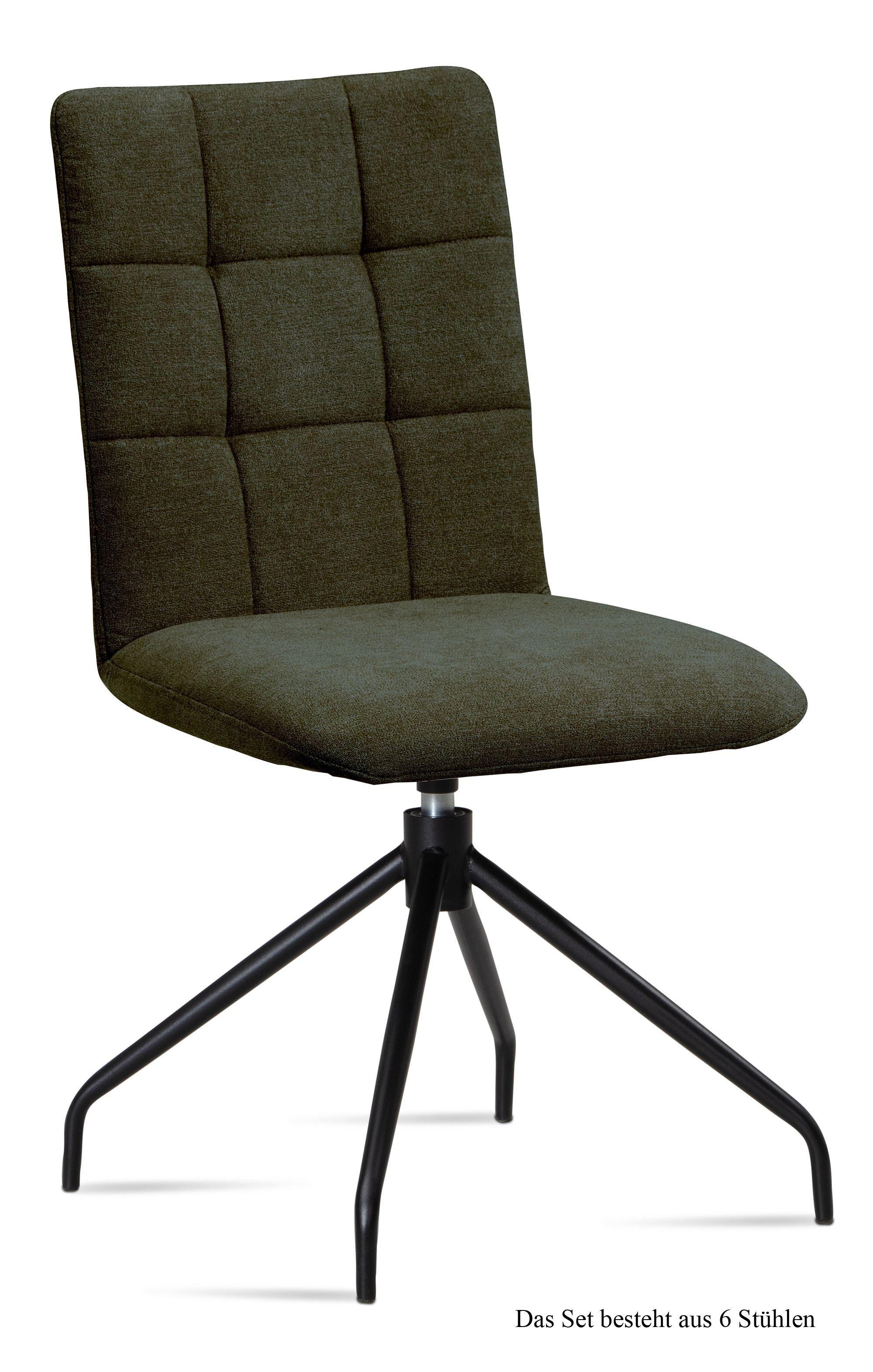 ESSZIMMERSTUHL drehbar (6er-Set) Dolley 47x91x60 Schwarz/Khaki - Dunkelgrün/Schwarz, Kunststoff (60/91/47cm) - 58aufmkessel