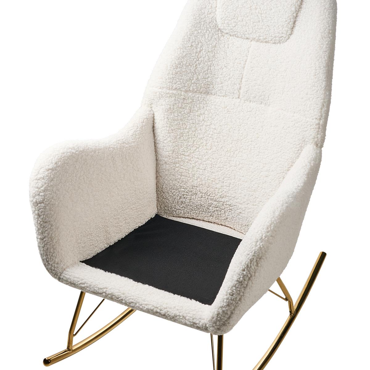 SCHAUKELSESSEL Cremeweiß Gulsele - Goldfarben/Weiß, Textil (70/105/95cm) - Beliani