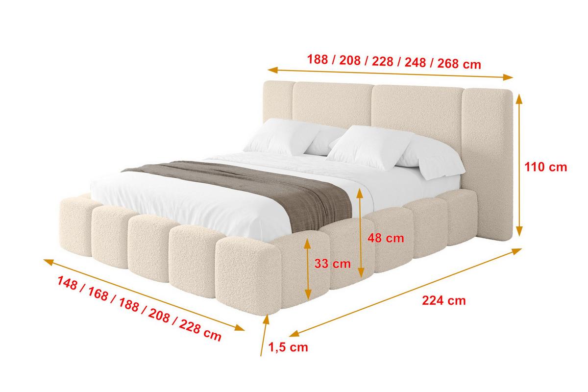 POLSTERBETT mit Bettkasten und Lattenrost, Boxbett ohne Matratze - NILO 120x200 Dunkelbeige - Honig, Holzwerkstoff/Textil (120/200cm) - ALTDECOR