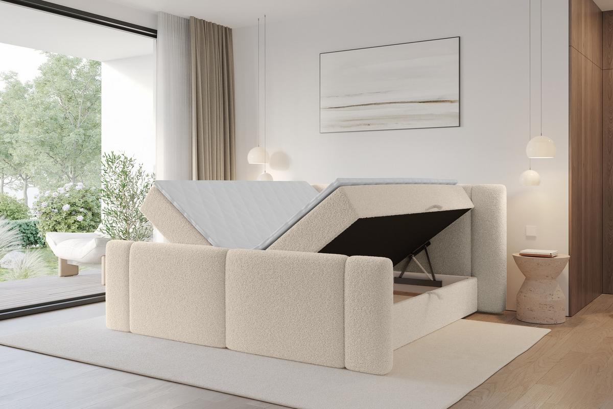 BOXBETT mit Matratze H3 - EVON Zanozek - 180x200 cm Dunkelbeige - Cappuccino, Holzwerkstoff (180/200cm) - ALTDECOR