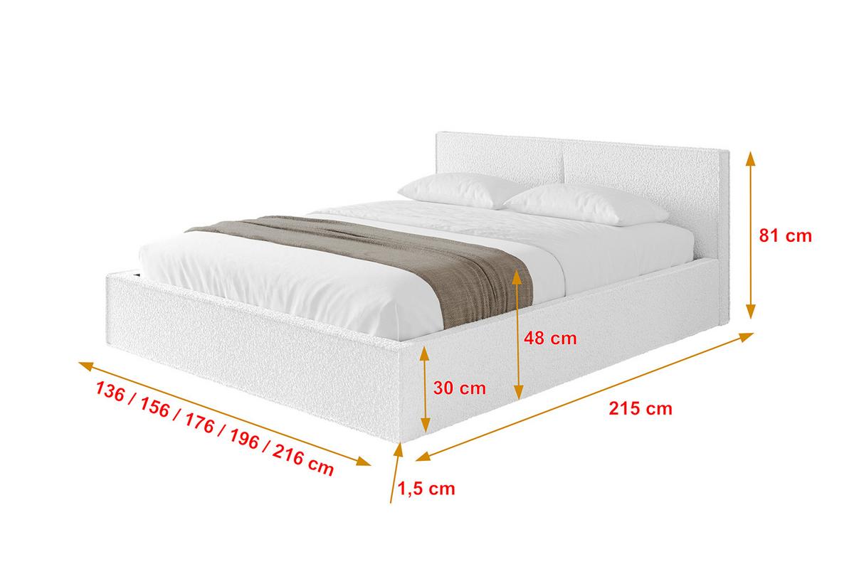 POLSTERBETT mit Bettkasten und Lattenrost, Bett mit Matratze H3/H4 - EMMI-V1 180x200 Weiß - Weiß, Holzwerkstoff/Textil (180/200cm) - ALTDECOR