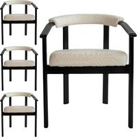 ESSZIMMERSTUHL KIRO 4er Set in Weiß Boucle mit schwarzen Buchenholzbeinen 56/55/73 cm - Schwarz/Weiß, Holz/Textil (58/72/47cm) - WFL GROUP