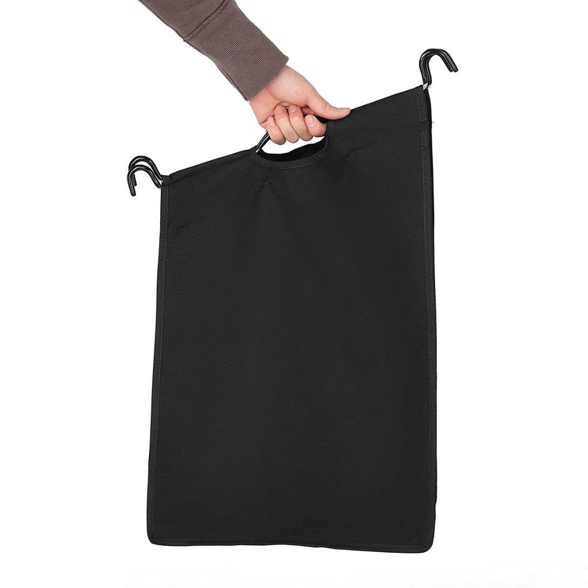 WÄSCHEKORB mit 4 abnehmbaren schwarzen Taschen auf Rädern - L87,5 cm - Grau, Metall (81/38.5/41.5cm) - Calicosy