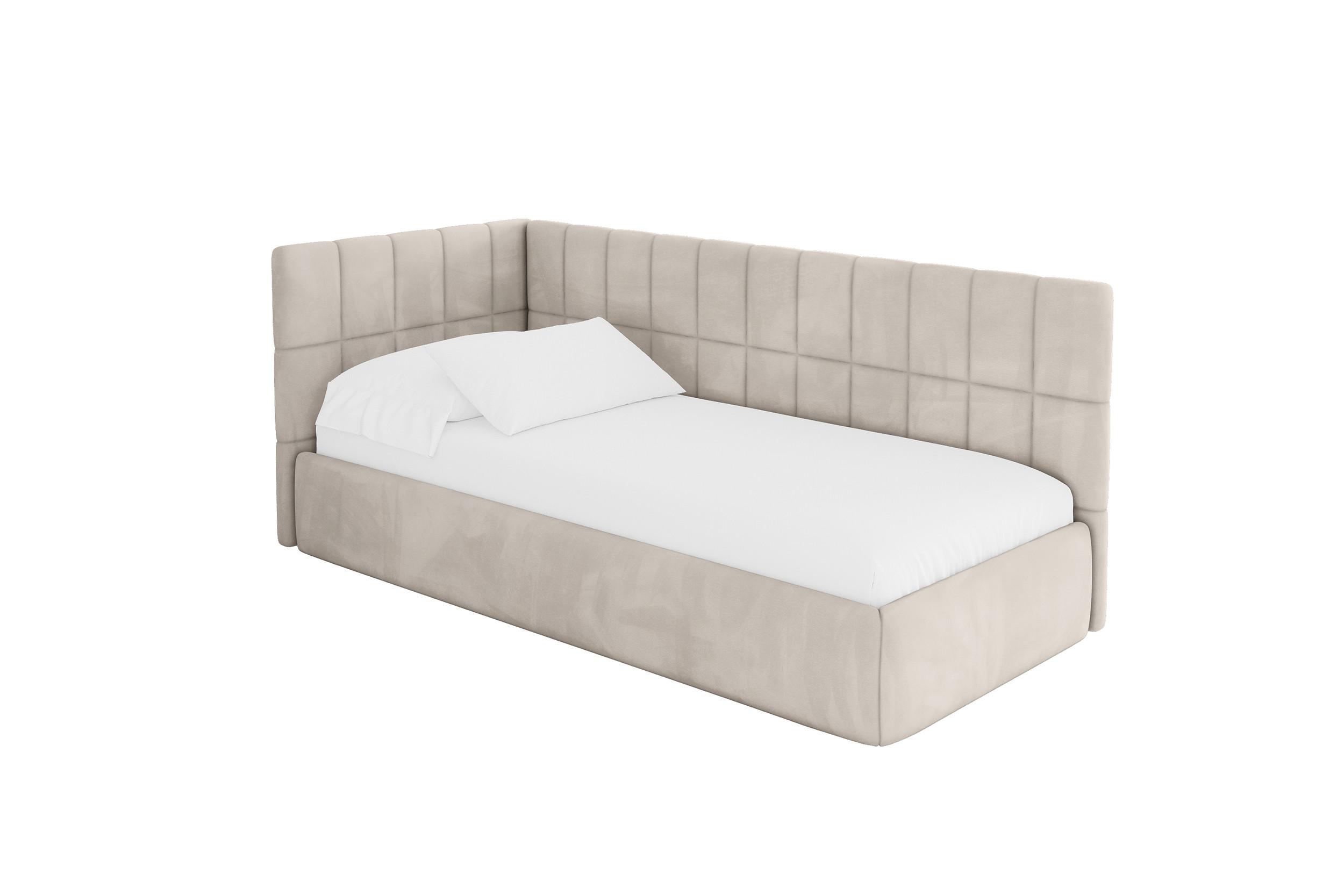 EINZELLBETT Jugendbett mit Bettkasten, Rechts - TULY 100x200 Beige - Sandfarben, Holzwerkstoff/Textil (100/200cm) - ALTDECOR