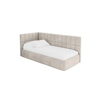 EINZELLBETT Jugendbett mit Bettkasten und Matratze H3/H4, Rechts - TULY 100x200 Beige - Sandfarben, Holzwerkstoff/Textil (100/200cm) - ALTDECOR