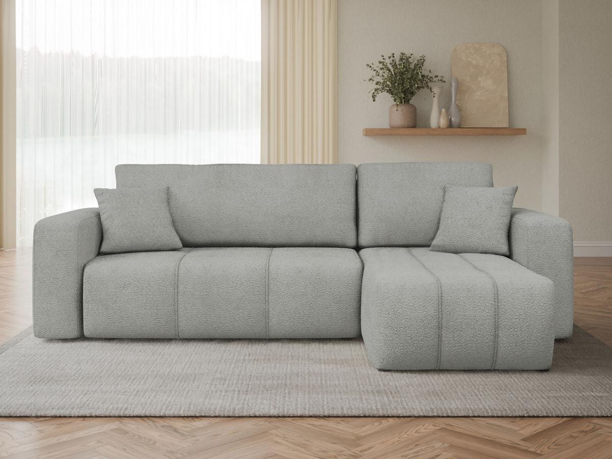 ECKSOFA Furyn Boucle - Schwarz/Grau, Holzwerkstoff/Kunststoff (244/145cm) - MIRJAN24