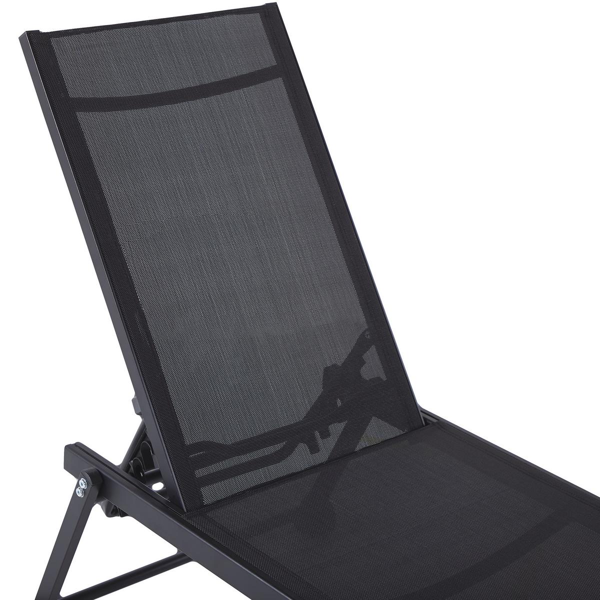 GARTENLIEGE Schwarz Portofino - Schwarz, Metall (198/107/65cm) - Beliani