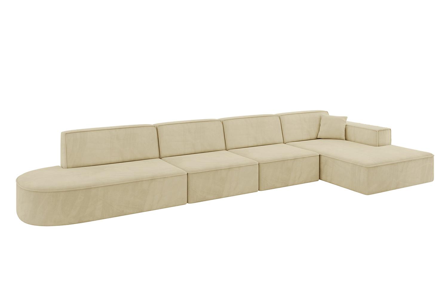 ECKSOFA Ottomane Rechts IREA-L3-v4 - 412x165x77 cm Beige - Taupe/Ecru, Holzwerkstoff/Textil (412/165cm) - ALTDECOR