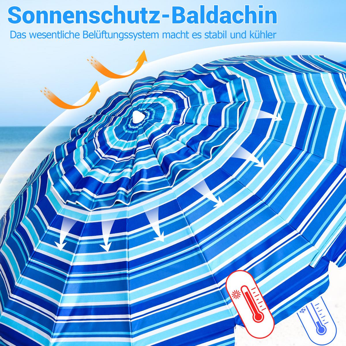 SONNENSCHIRM Blau - Dunkelblau, Metall (250/250cm) - COSTWAY