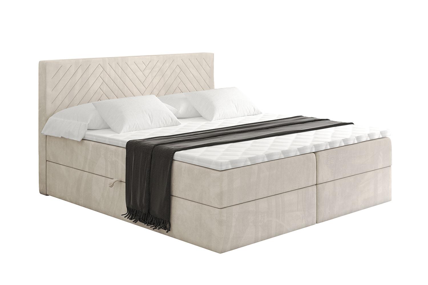 BOXBETT mit Matratze H3 und Lattenrost - VEXA - 180x200 - Beige Casablanca - Beige, Holzwerkstoff/Kunststoff (180/200cm) - ALTDECOR