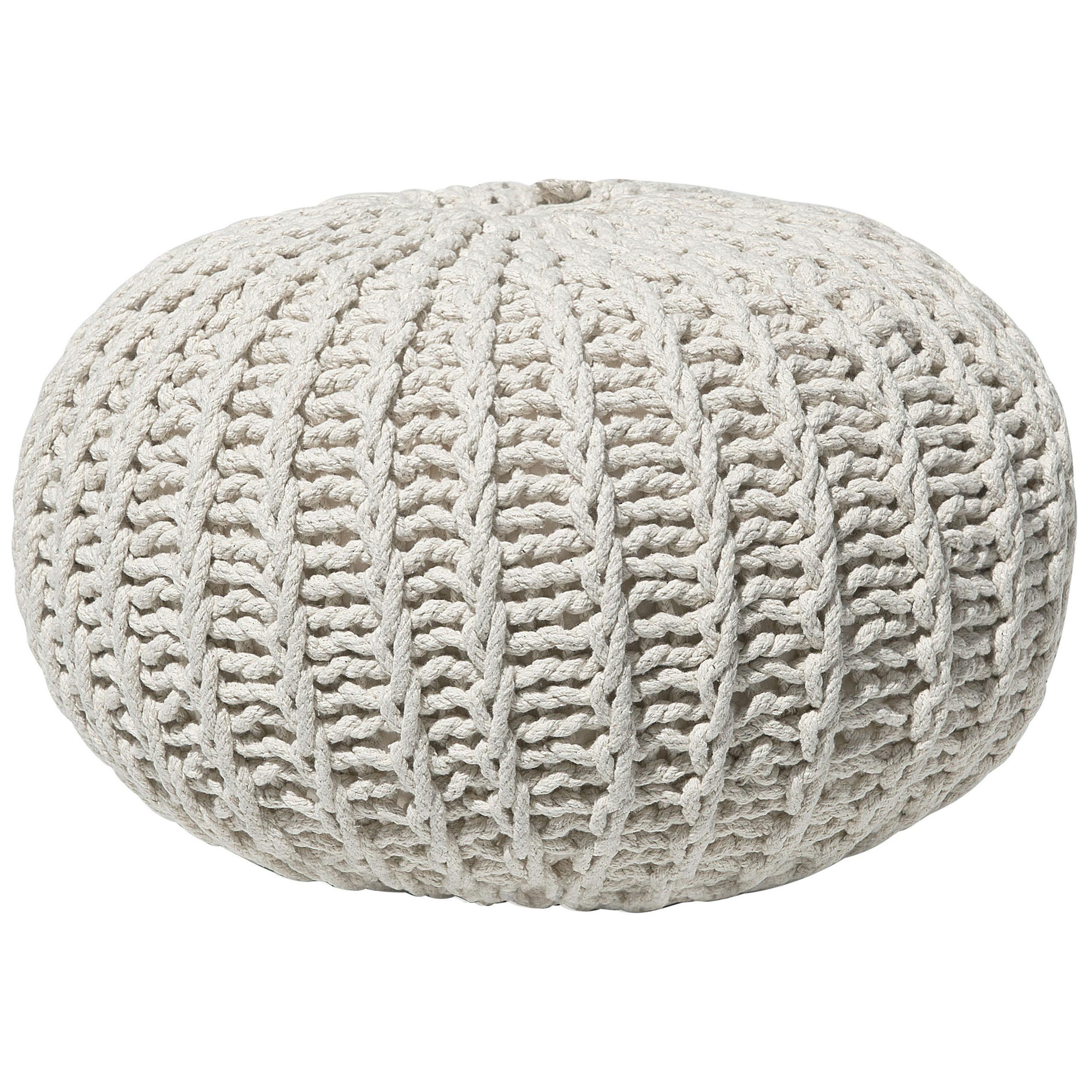 POUF Conrad 50/50/35 cm - Beige, Naturmaterialien/Textil (50/35/50cm) - Beliani