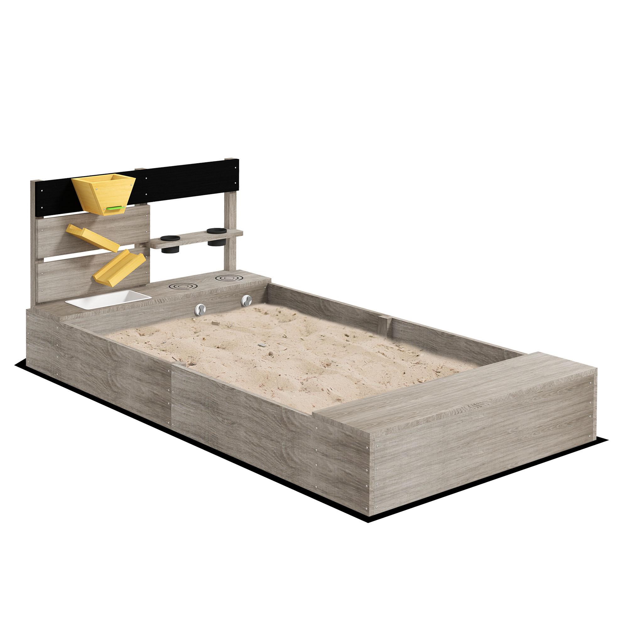 SANDKASTEN 154 x 80 x 60 cm Sandkiste aus Holz mit Küchenelementen Grau - Grau, Holz (154/80/60cm) - Outsunny