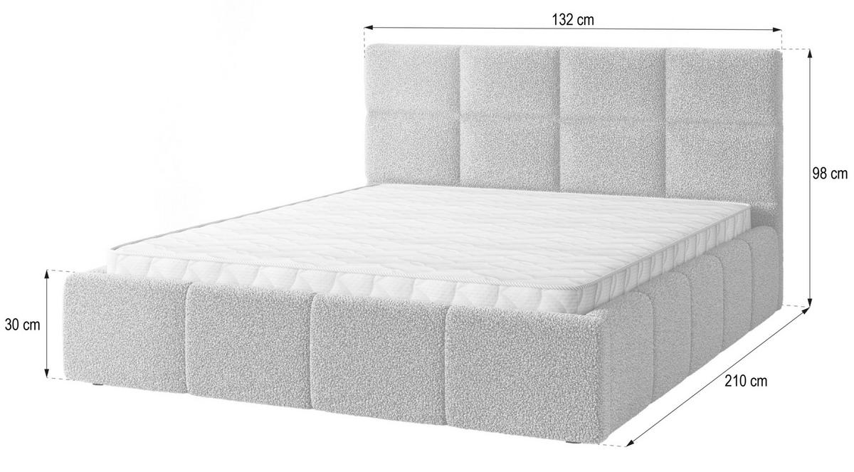 POLSTERBETT COMO Q 120x200 cm mit Bettkästen - Grau - Grau, Holz/Textil - MASSENO
