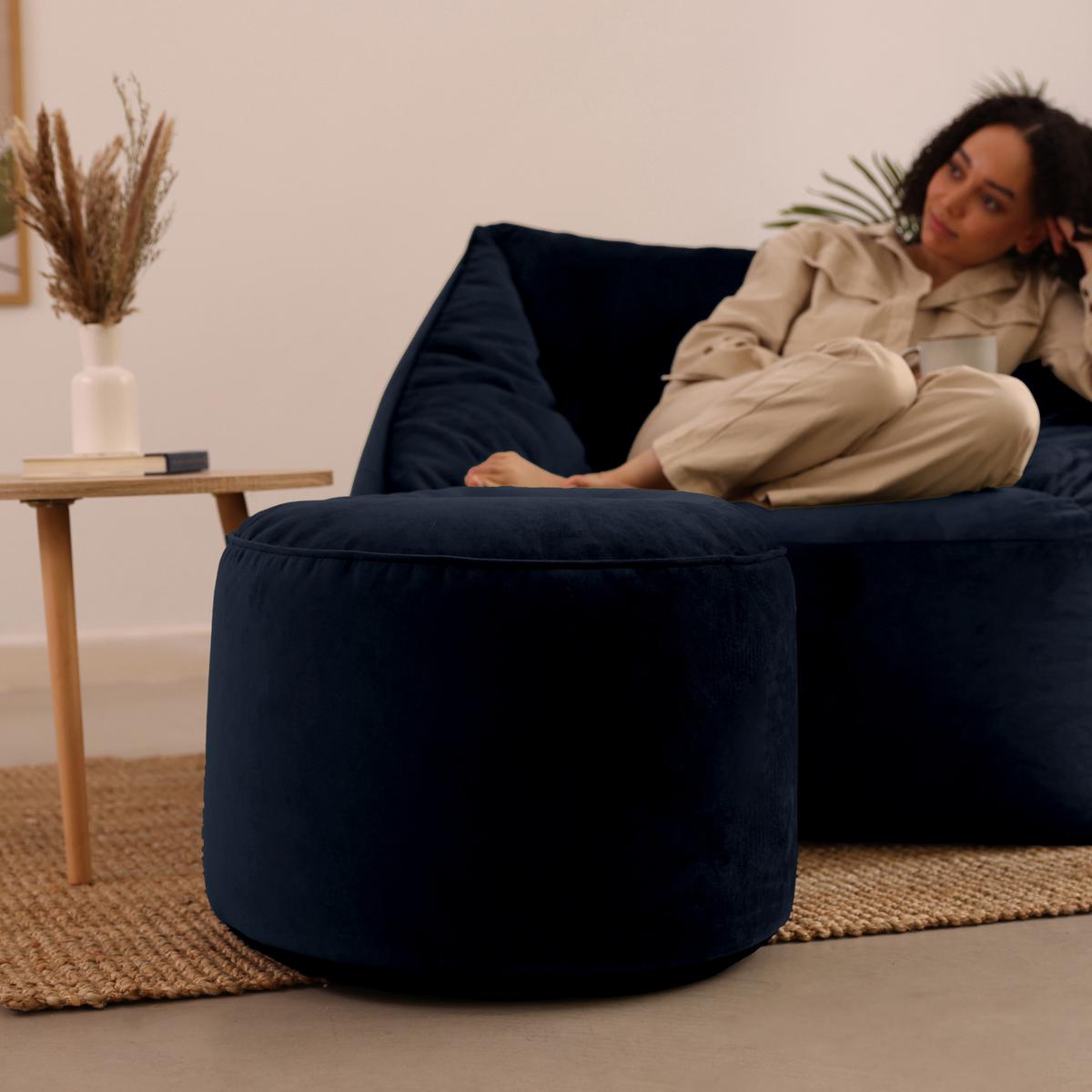 SITZPOUF Rund Milano - Dunkelblau, Textil (55/35/35cm) - icon