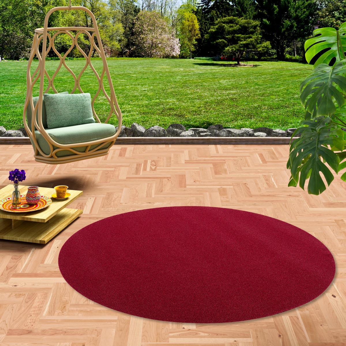 LUXUS DESIGNER KUNSTRASEN MIAMI RUND - Rot, Textil (133/133cm) - Snapstyle