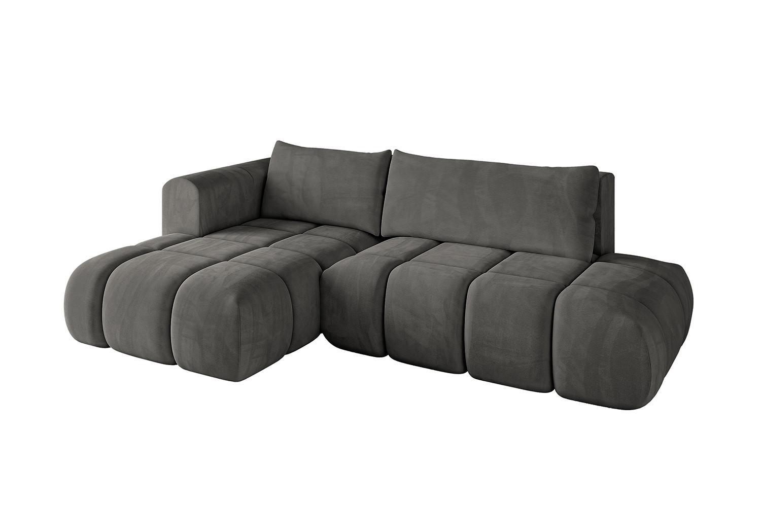 ECKSOFA Ottomane Links CLOUD-L 280x185x90 Dunkelgrau Velours - Dunkelgrau, Holzwerkstoff/Kunststoff (180/289cm) - ALTDECOR