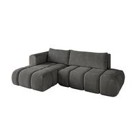 ECKSOFA Ottomane Links CLOUD-L 280x185x90 Dunkelgrau Velours - Dunkelgrau, Holzwerkstoff/Kunststoff (180/289cm) - ALTDECOR