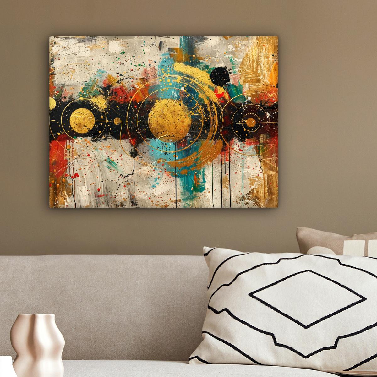 LEINWANDBILD Abstrakt - Kunst - Gold - Modern Wandbild 40x30 cm - Multicolor, Textil (40/30cm) - MuchoWow