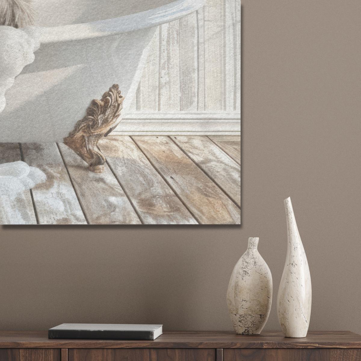 AKUSTIKBILD Esel - Tiere - Badewanne - Schaumstoff Akustikpaneele 90x90 cm - Weiß, Kunststoff (90/90/0.9cm) - MuchoWow