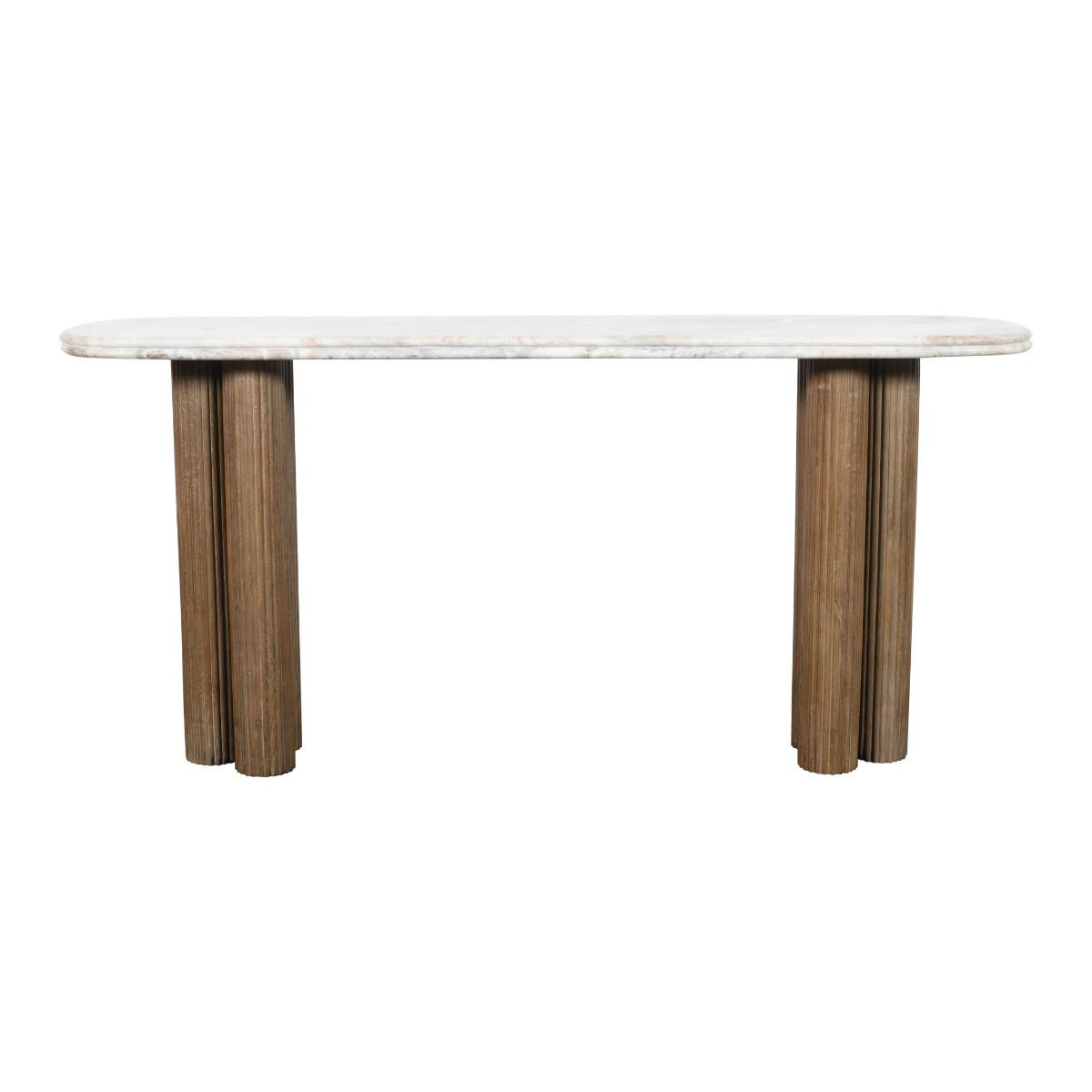 KONSOLENTISCH aus Massivholz und Marmor 165/77/38 cm - Blau, Holz (12/38/77cm) - Signature