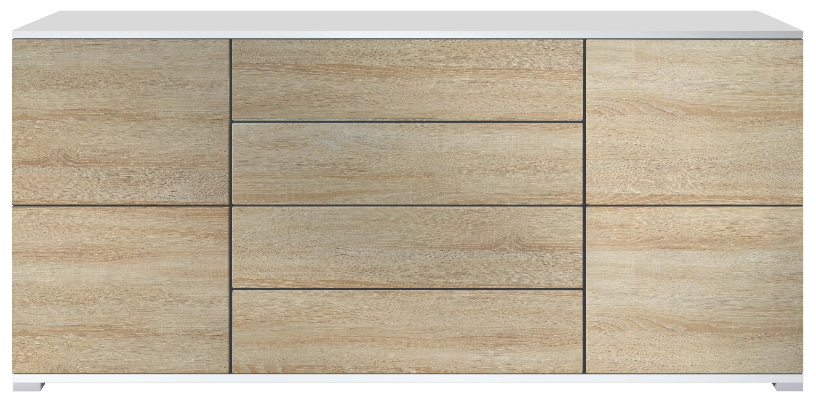 SIDEBOARD Rova Eiche sägerau - Hellbraun, Holzwerkstoff (166.5/75.5/35cm) - Vladon