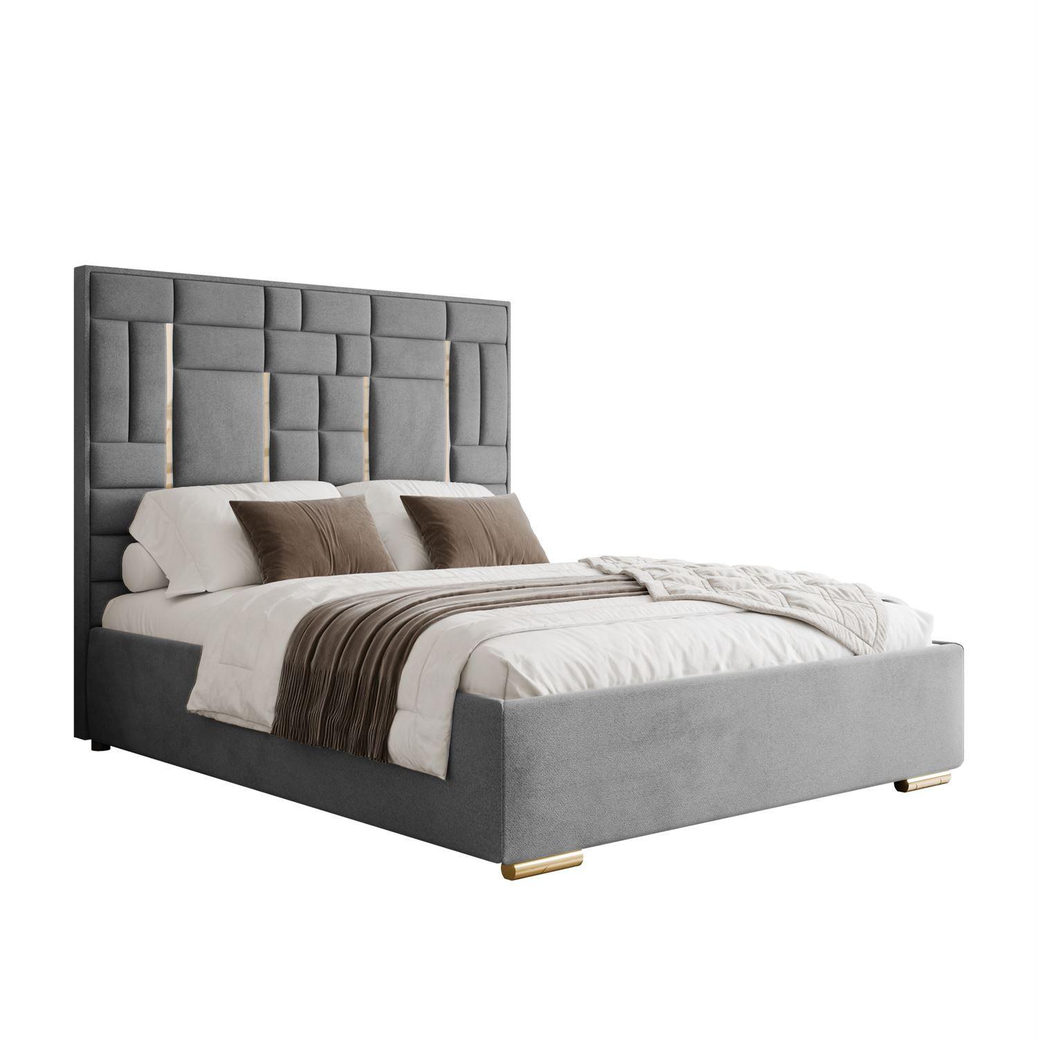 POLSTERBETT BRIGITTE GOLD mit Bettkasten 180x200 cm Element 23 - Grau, Textil (180/200cm) - Lookway