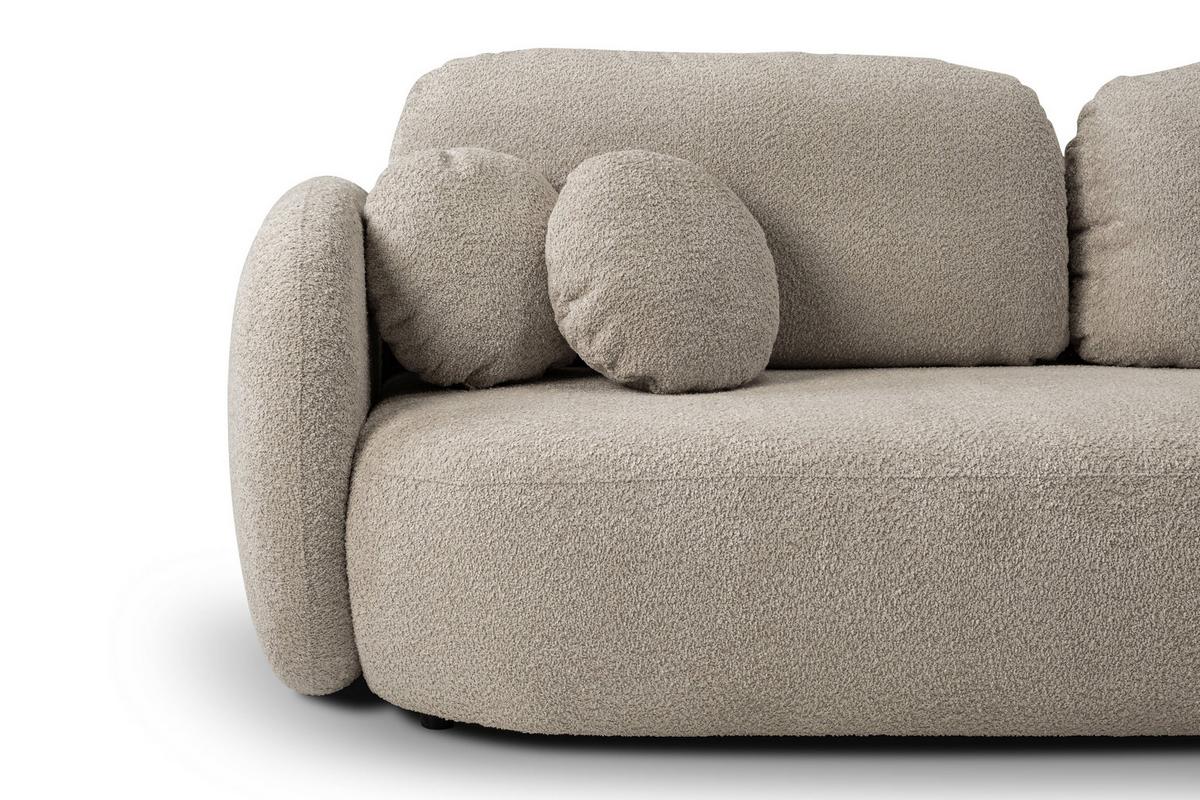 BETTSOFA AMICO Beige Bucle-Stoff mit Schlaffunktion - Beige, Holz (238/86.5/101cm) - MASSENO