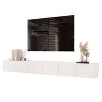 TV-HÄNGESCHRANK ANGEL 300 cm, geriffelte Front, LED-Beleuchtung, Weiß - Weiß, Holzwerkstoff (300/36/40cm) - Idohome