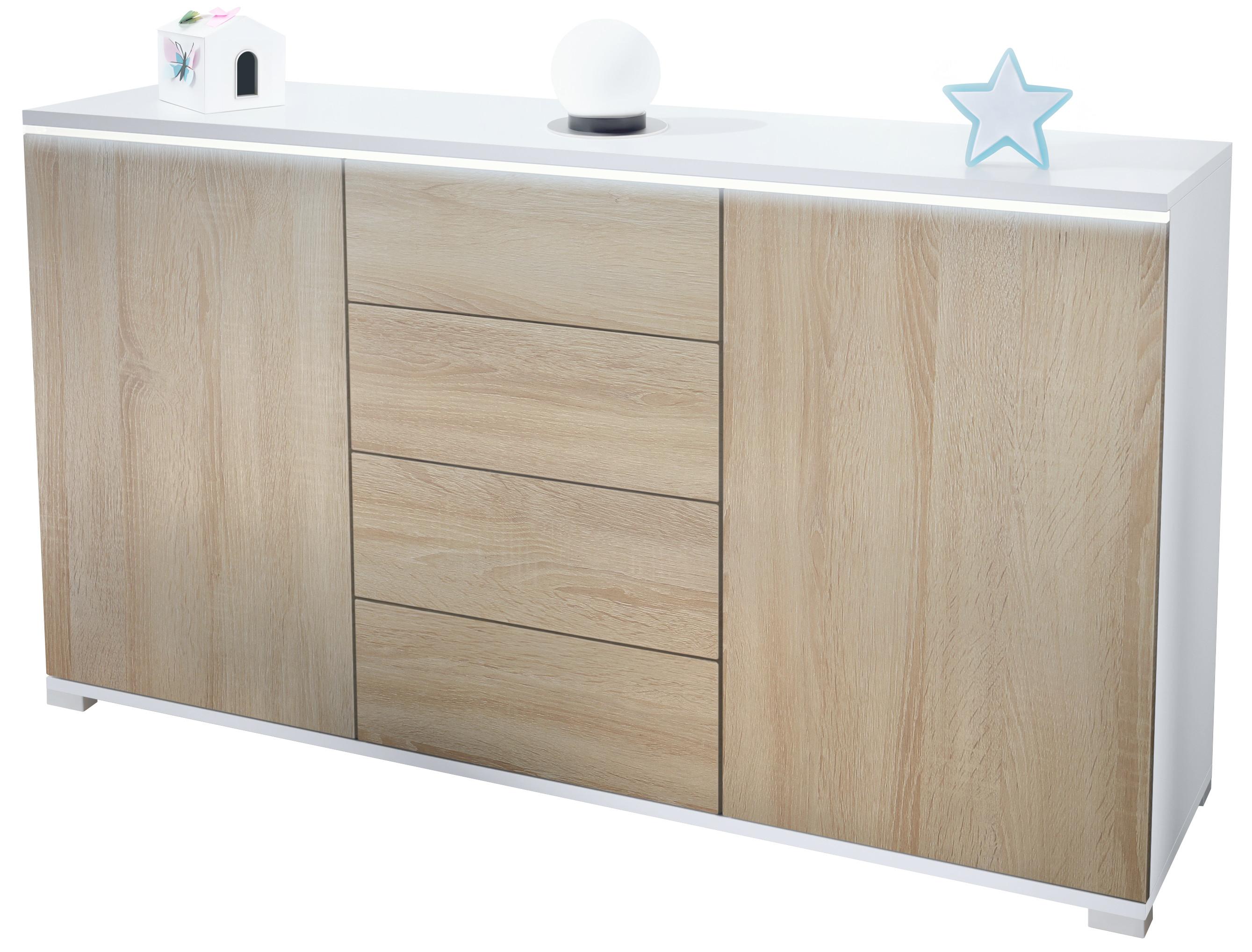 SIDEBOARD Faro Eiche sägerau - Eiche San Remo, Holzwerkstoff (138.5/75.5/35cm) - Vladon