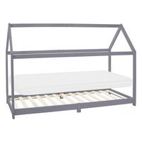 KINDERBETT mit Dach und Matratze 90x200 cm Hellgrau - Hellgrau, Holz (90/200cm) - ML-DESIGN
