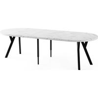 ESSTISCH Twixy XXL groß rund oval ausziehbar, Marmor Weiß 100-250/100/76 cm - Ecru/Schwarz, Holz/Holzwerkstoff (100/250/76cm) - WFL GROUP