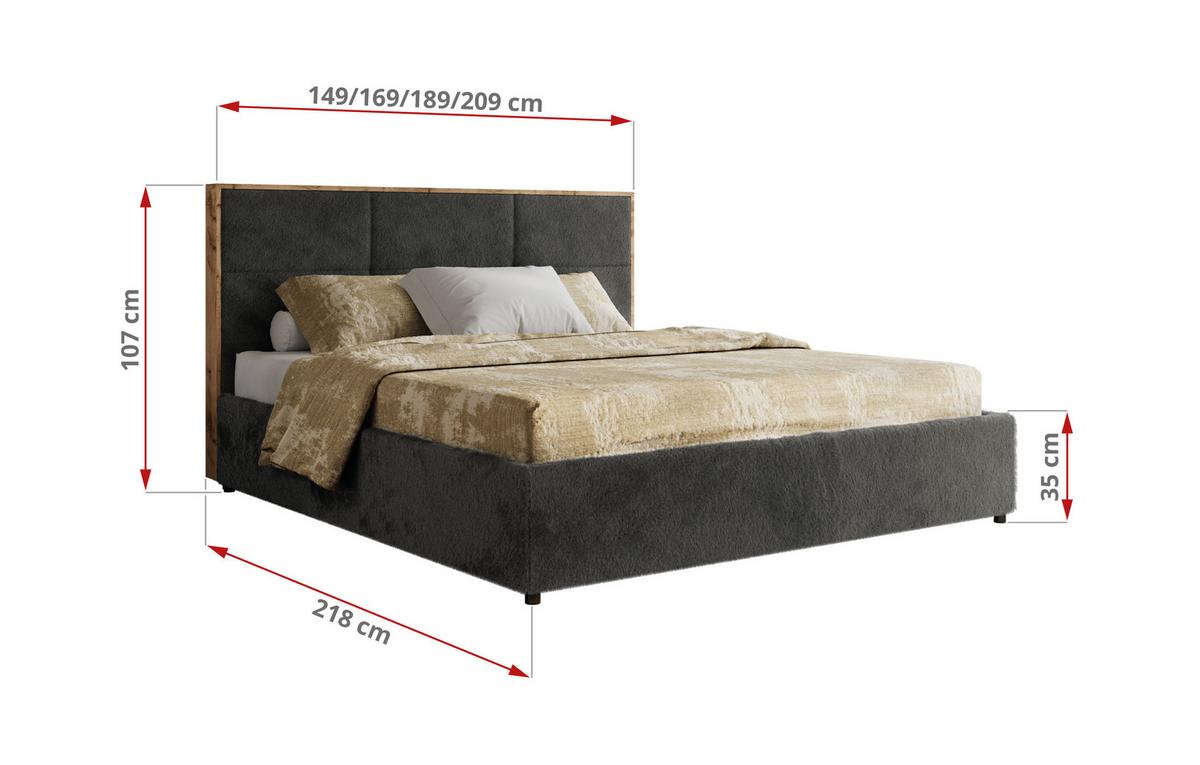 POLSTERBETT LERIO CLASSIC 160/200 - Dunkelgrau Plüsch - Multipocket-Matratze - Dunkelgrau, Textil (160/200cm) - MKS
