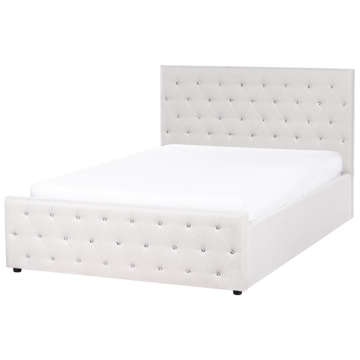 BETT mit Stauraum 140/200 cm Stoff Beige Amiens - Beige, Textil (140/200cm) - Beliani