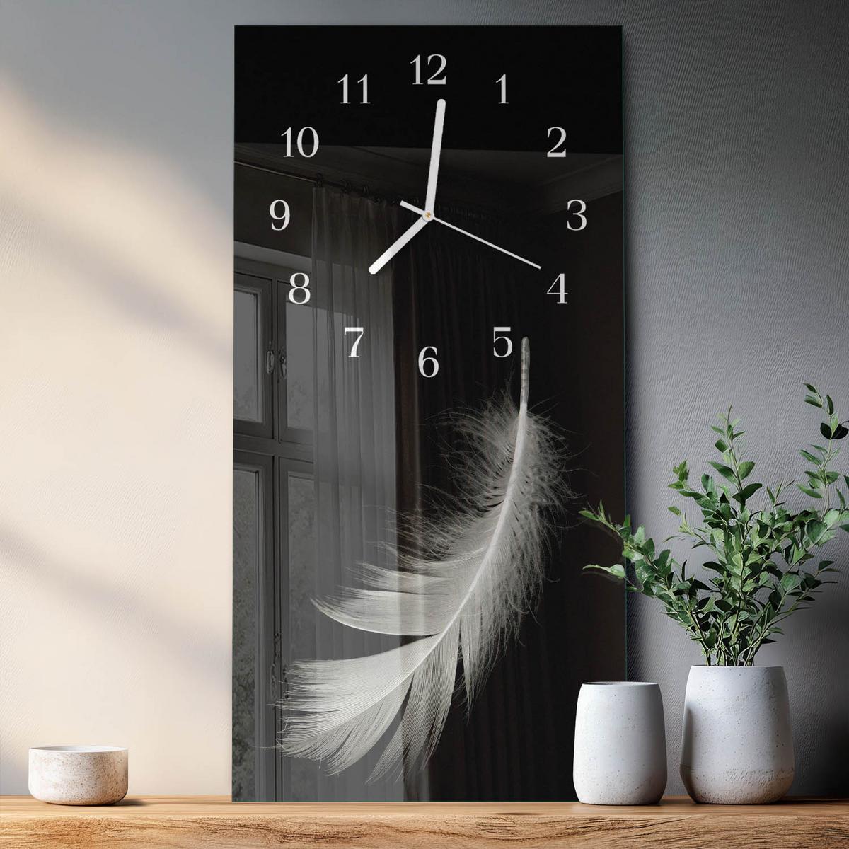 WANDUHR aus Glas 30x60 cm - Stift - Schwarz, Glas (30/60/0.4cm) - TULUP