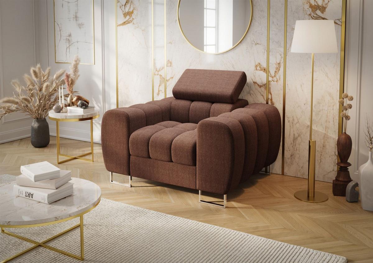 SESSEL Bastien In Stoff Gemma - Violett, Holzwerkstoff/Textil (115/95/97cm) - Fun Möbel