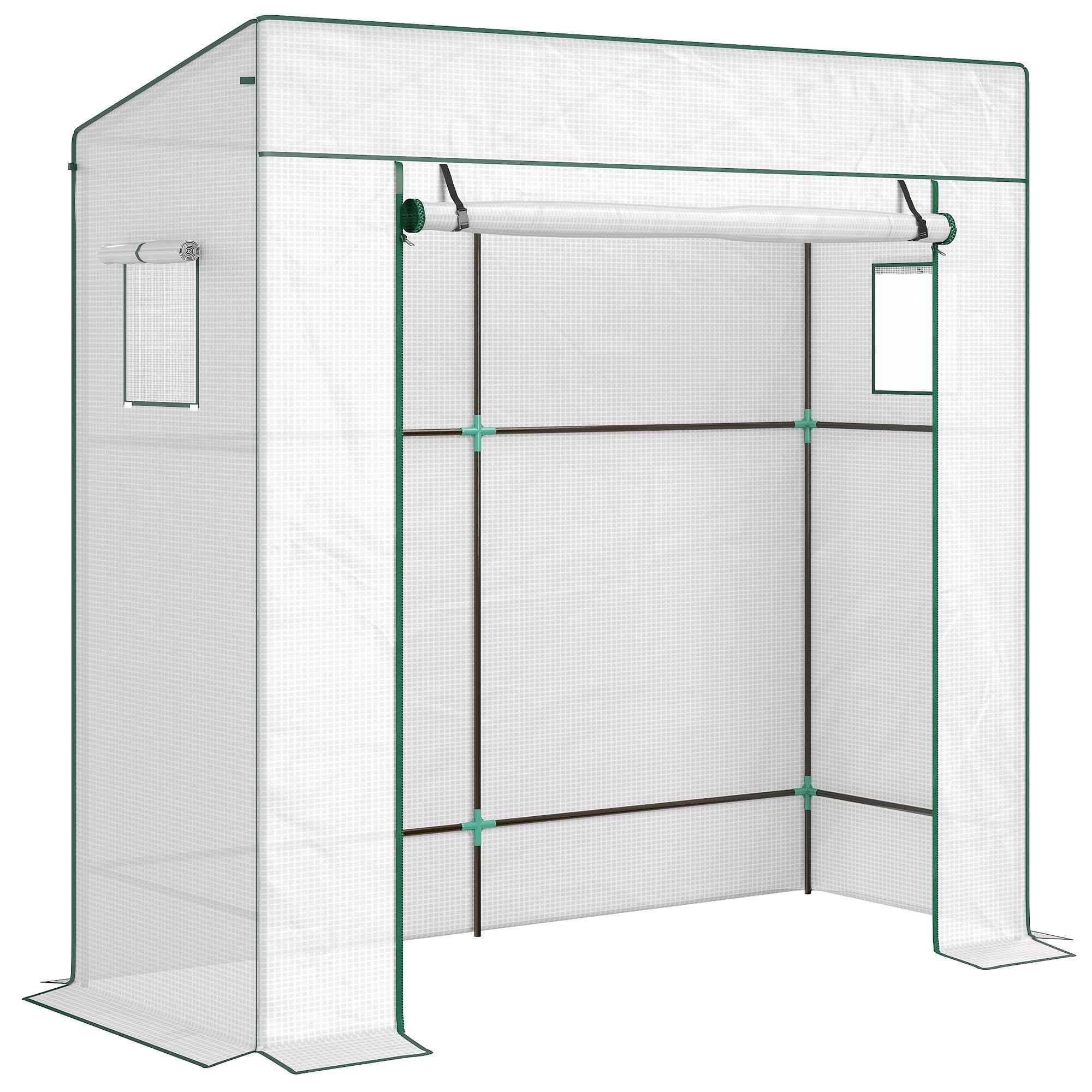 TOMATENGEWÄCHSHAUS Foliengewächshaus mit Rolltor Mesh-Fenster Schrägdach - Weiß, Kunststoff (77/197/196cm) - Outsunny
