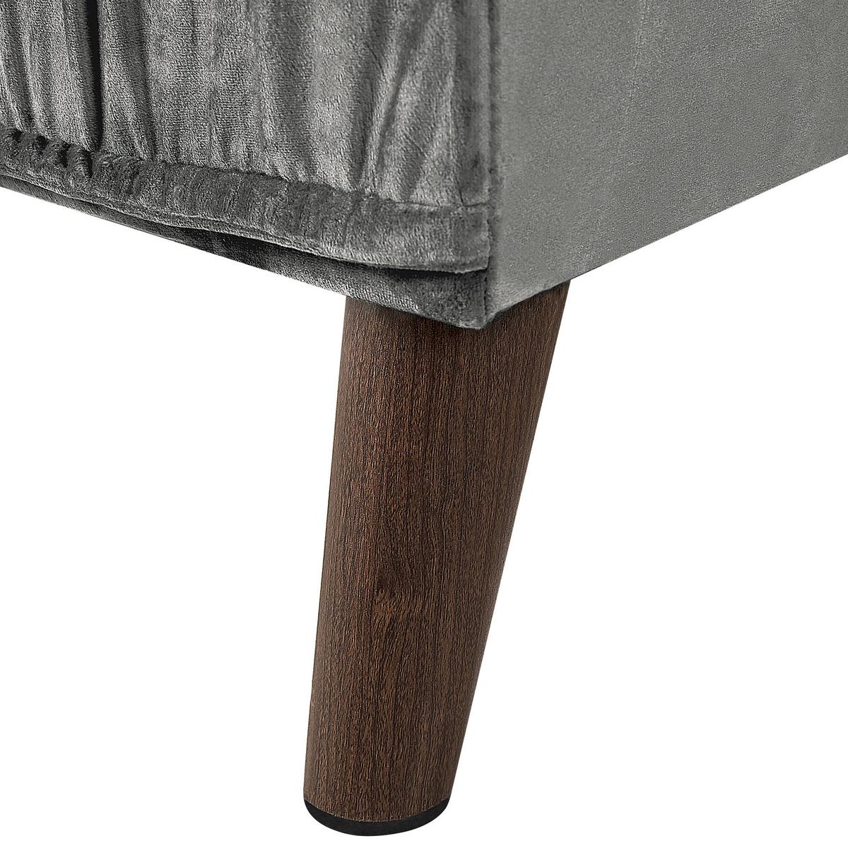 3-SITZER-ECKSOFA Samtstoff Hellgrau rechtsseitig Grena - Hellgrau, Textil (231/152cm) - Beliani