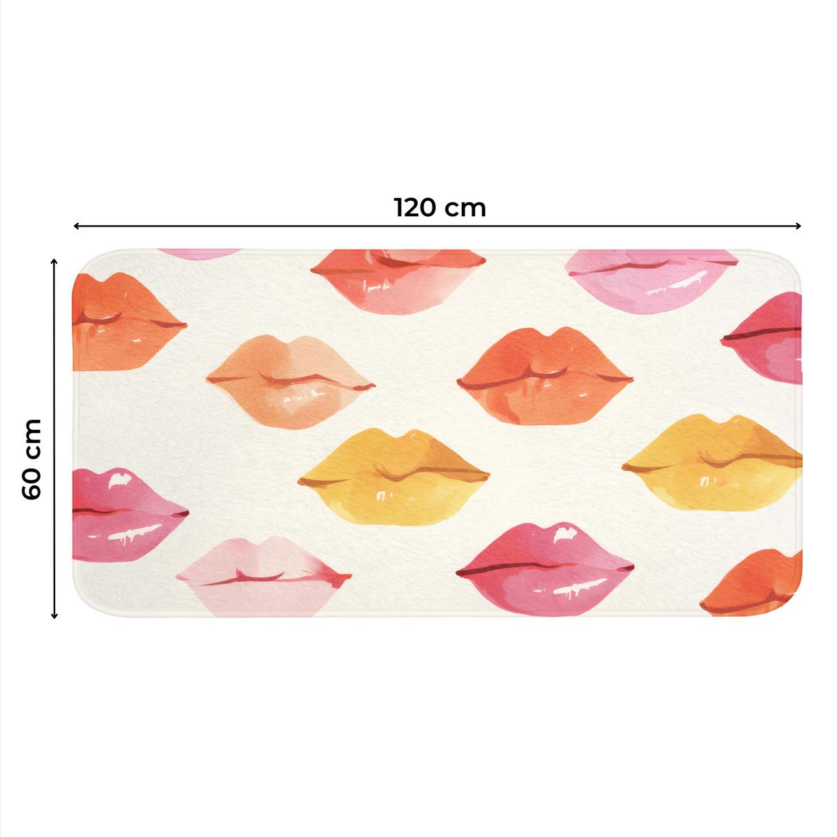 WC-VORLEGER Lippen - Bunt - Glänzend WC Teppich 120x60 cm - Rosa, Textil (120/1cm) - OnlyWow